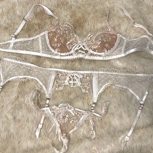 Honey Birdette 3pc white lingerie